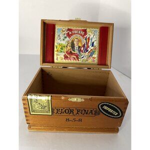 VTG Empty Wood Cigar Box Arturo Fuente Flor Fina 8-5-8 Maduro Dominican Republic